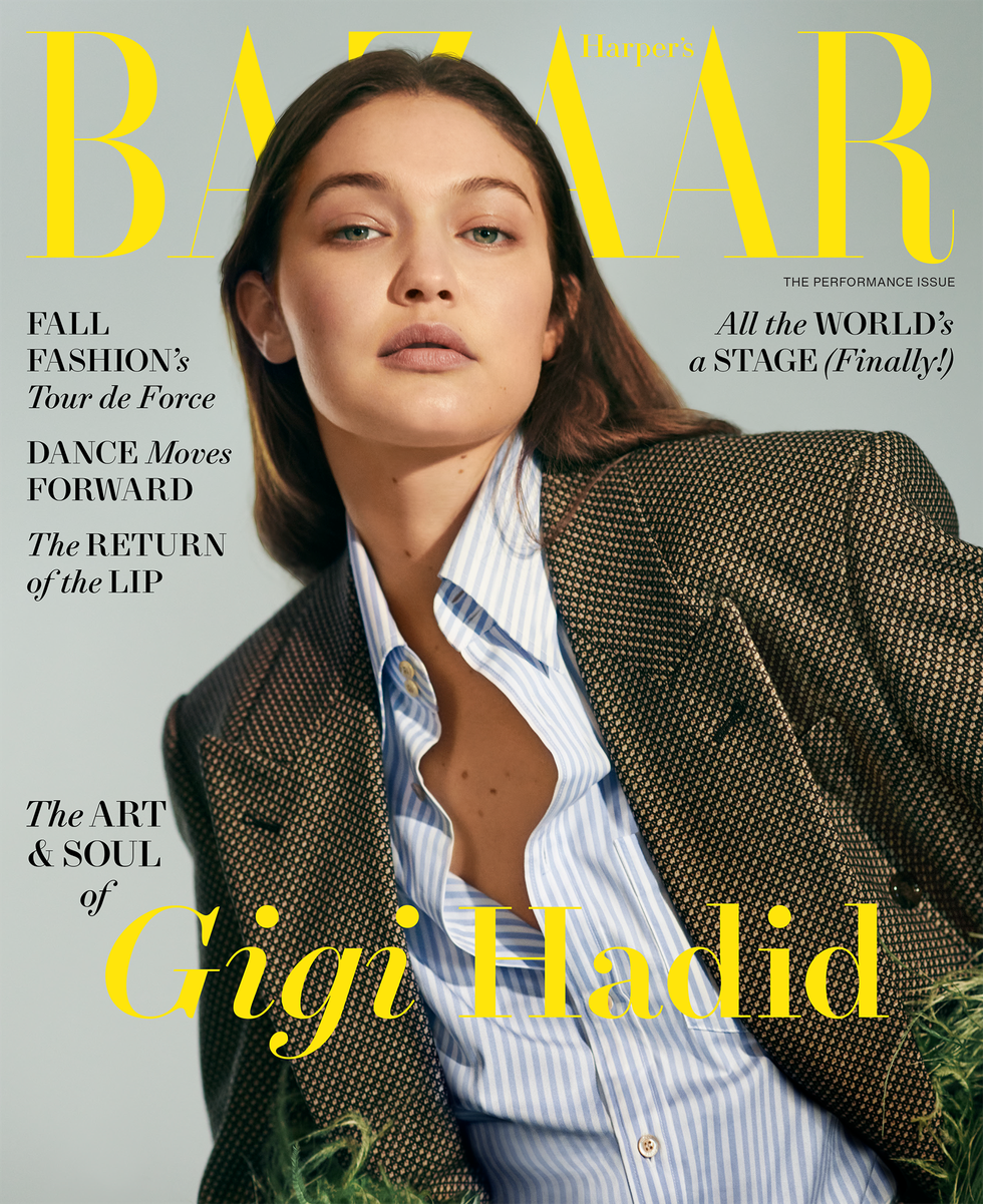女性情報誌 Haper's BAZAAR US Magazine August 2021 Gigi Hadid's Uber-Serious Fashion Mood for Harper's Bazaar US